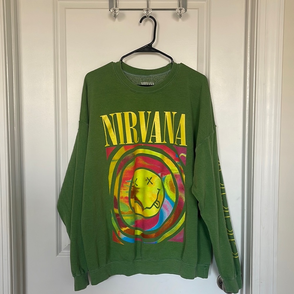Urban Outfitters Nirvana Smile Overdyed Sweatshirt
